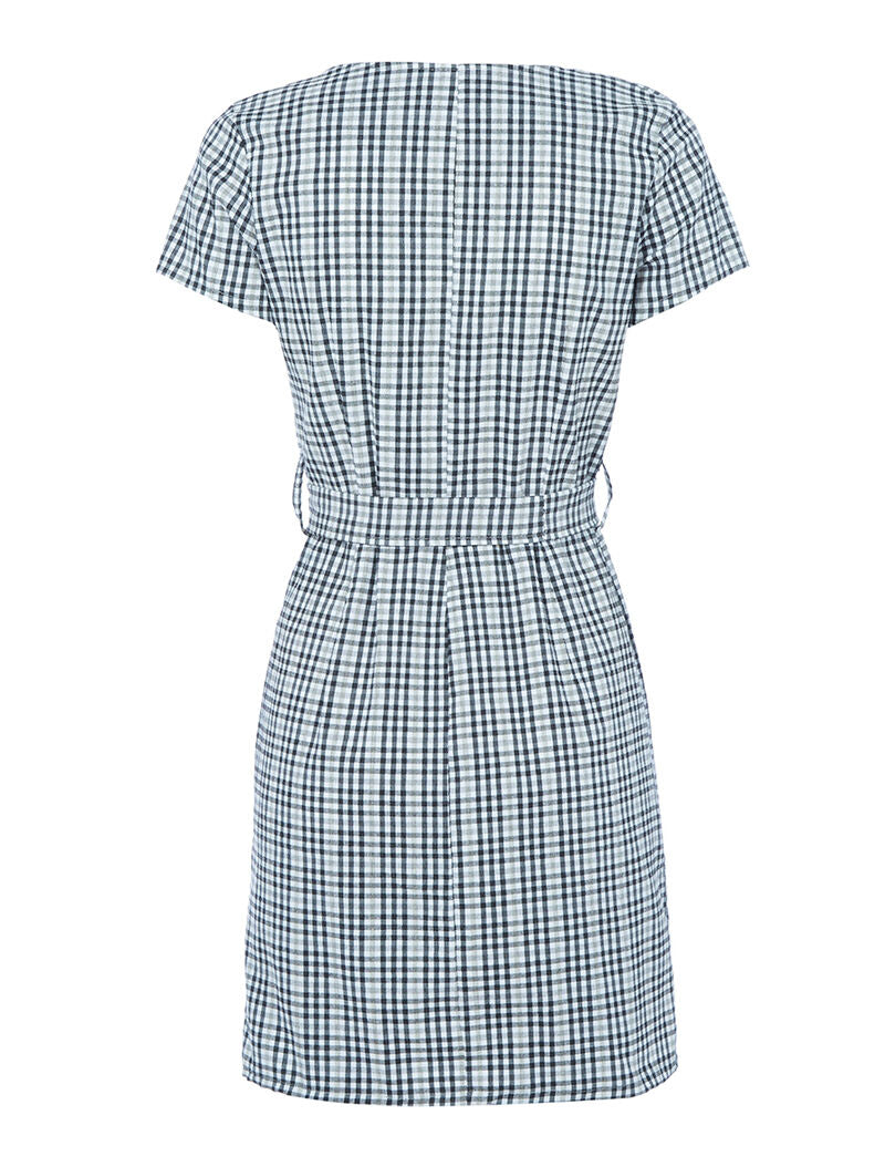 Robe à carreaux ceinturée - noir - 2