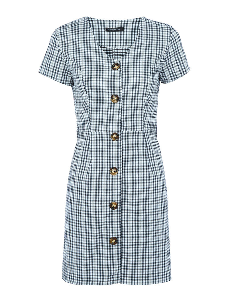 Robe à carreaux ceinturée - noir - 3