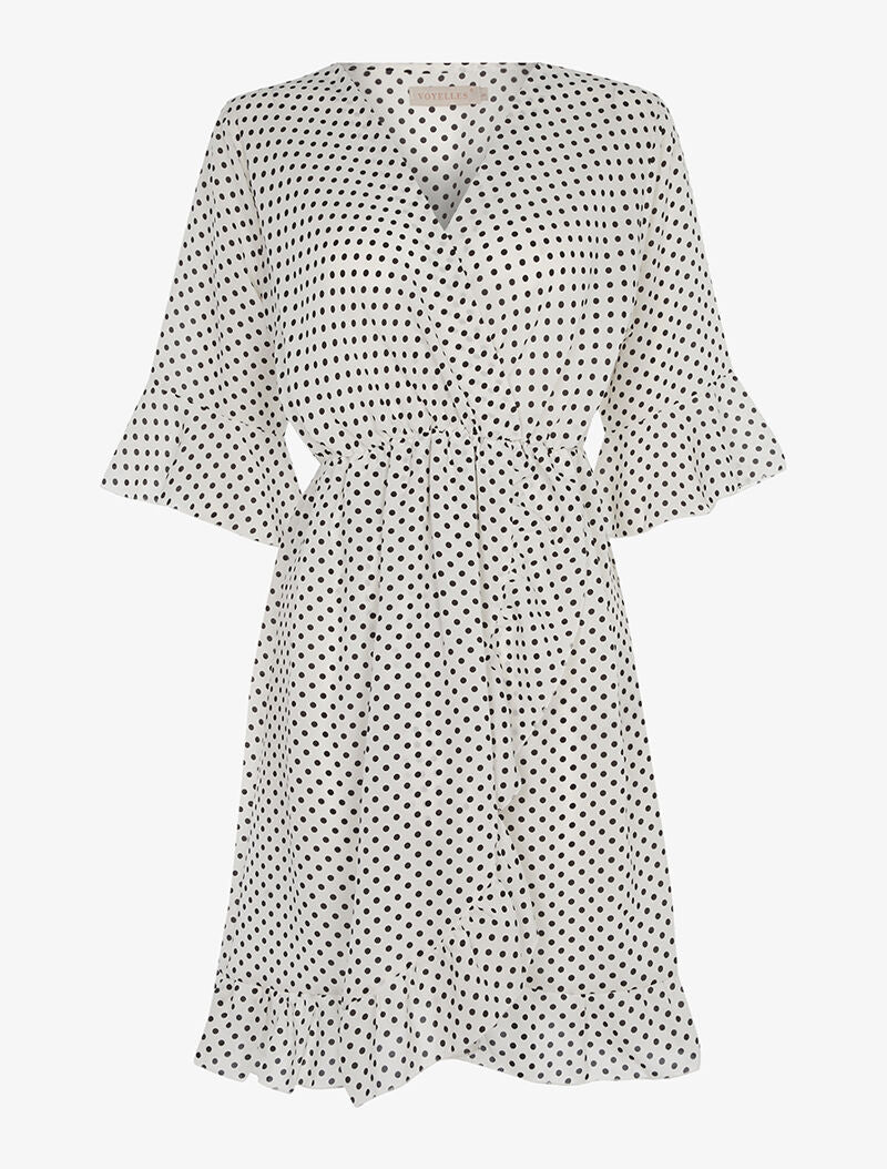 Robe cache-coeur volantée - blanc - 1