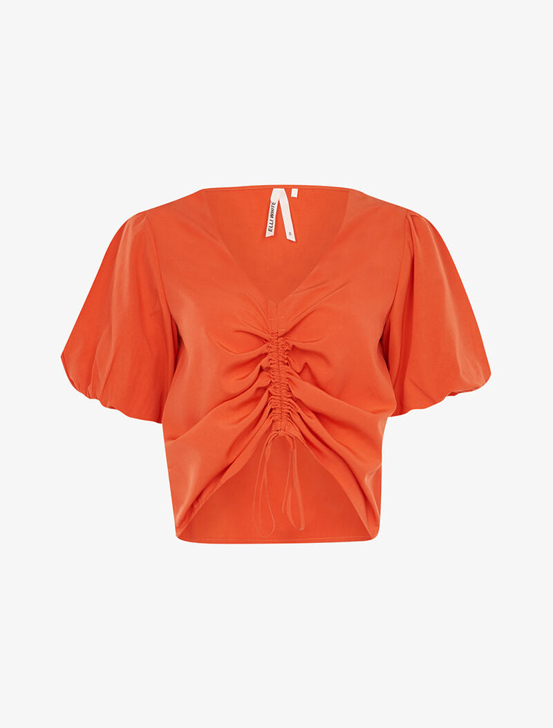 Crop top à manches bouffantes évasées - orange - 1