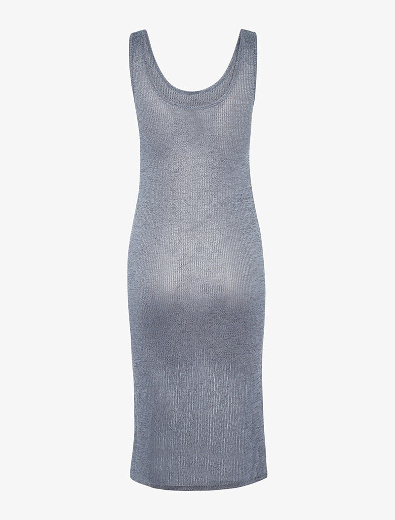 Robe moulante côtelée en lamé - bleu - 2