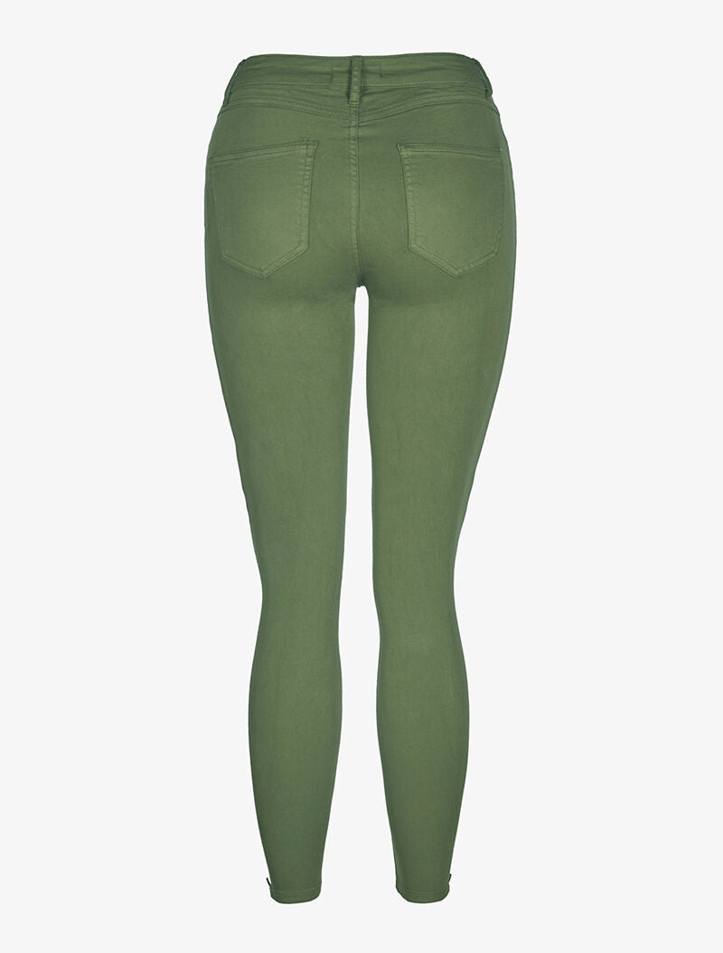 Jean uni skinny zips aux chevilles - kaki - 2