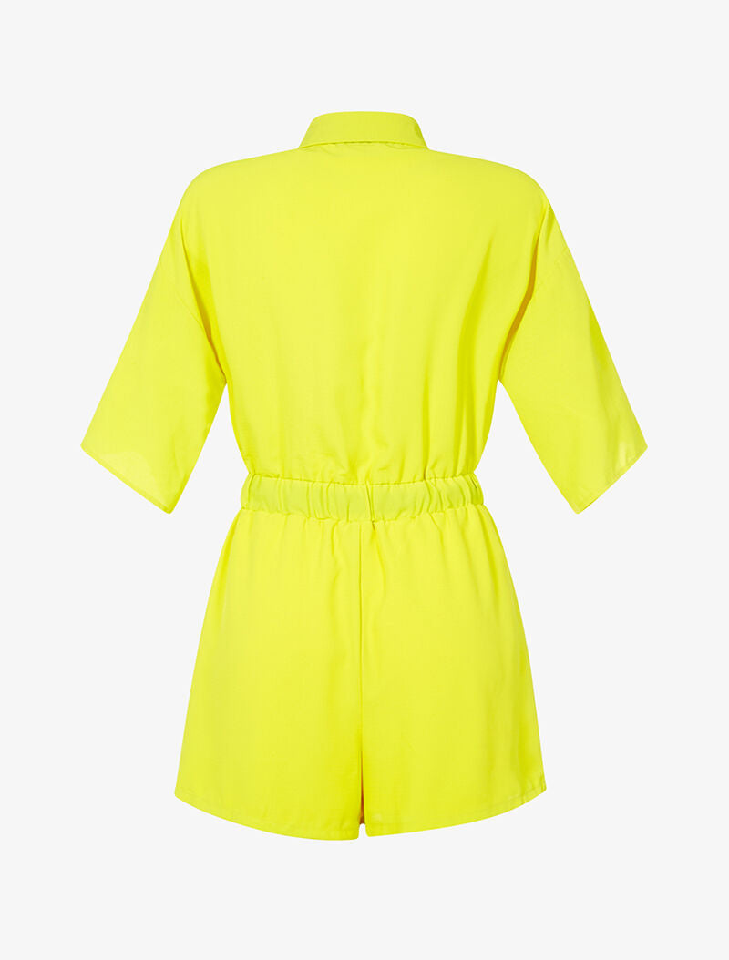 Combishort fluide à manches dolman - jaune fluo - 2
