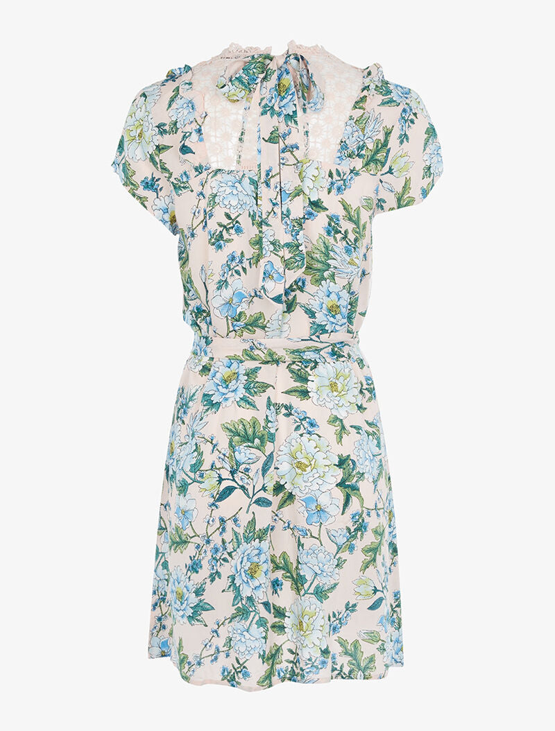 Robe courte à imprimé pivoines - rose orange - 2