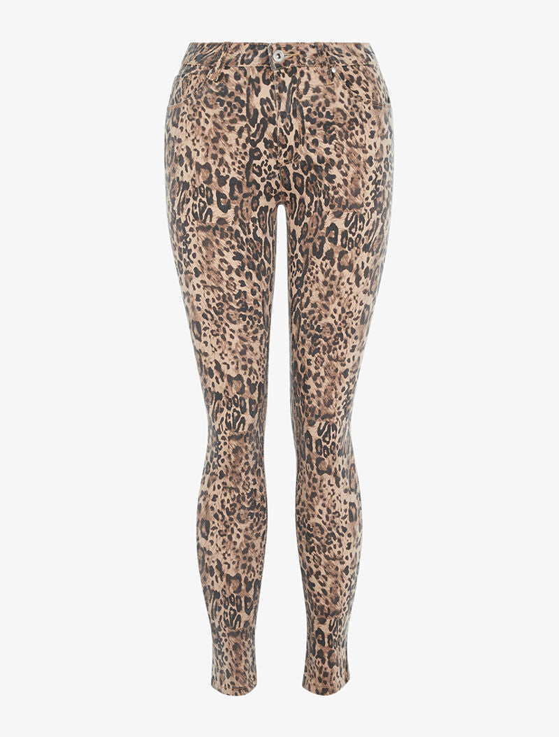 Jean skinny imprimé animal basique - leopard - 1