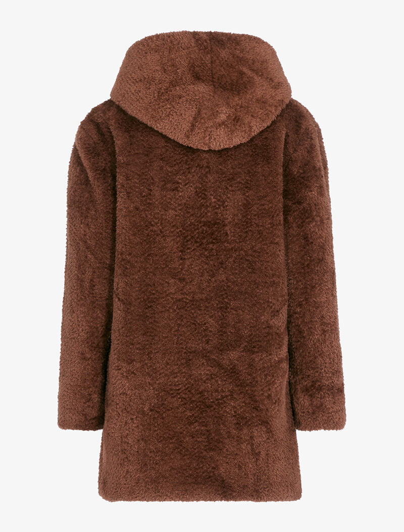 Manteau zippé en fourrure synthétique - marron - 2