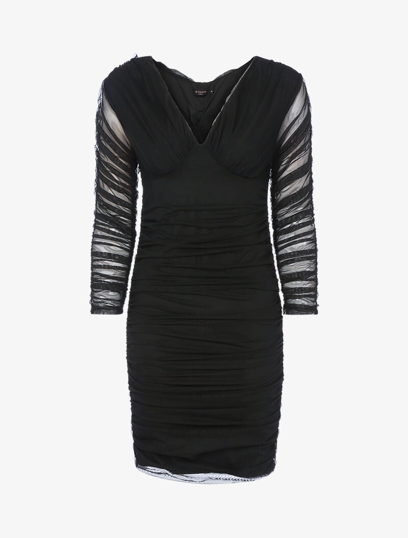 Robe en tulle plissée - noir - 1