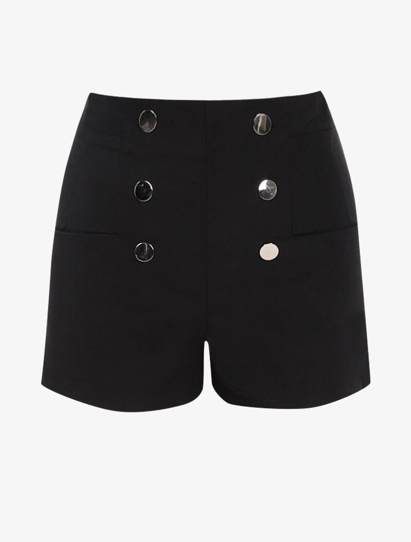 Mini short à boutons décoratifs - noir - 3
