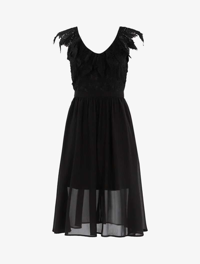 Robe longue à buste en crochet - noir - 3