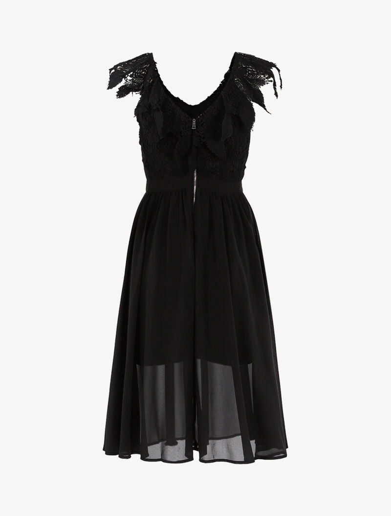 Robe longue à buste en crochet - noir - 2