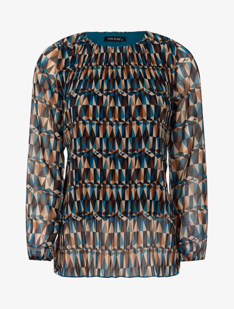 Blouse à imprimé géométrique graphique - bleu - 2