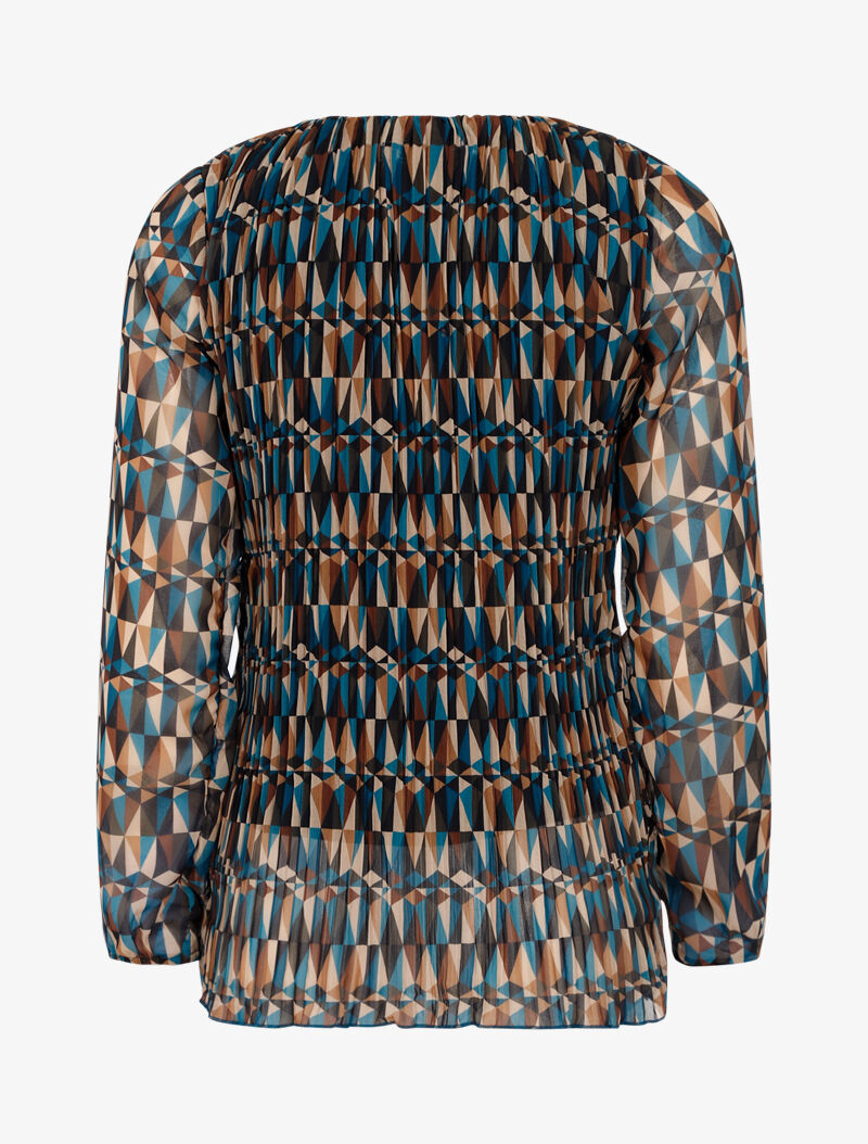 Blouse à imprimé géométrique graphique - bleu - 3