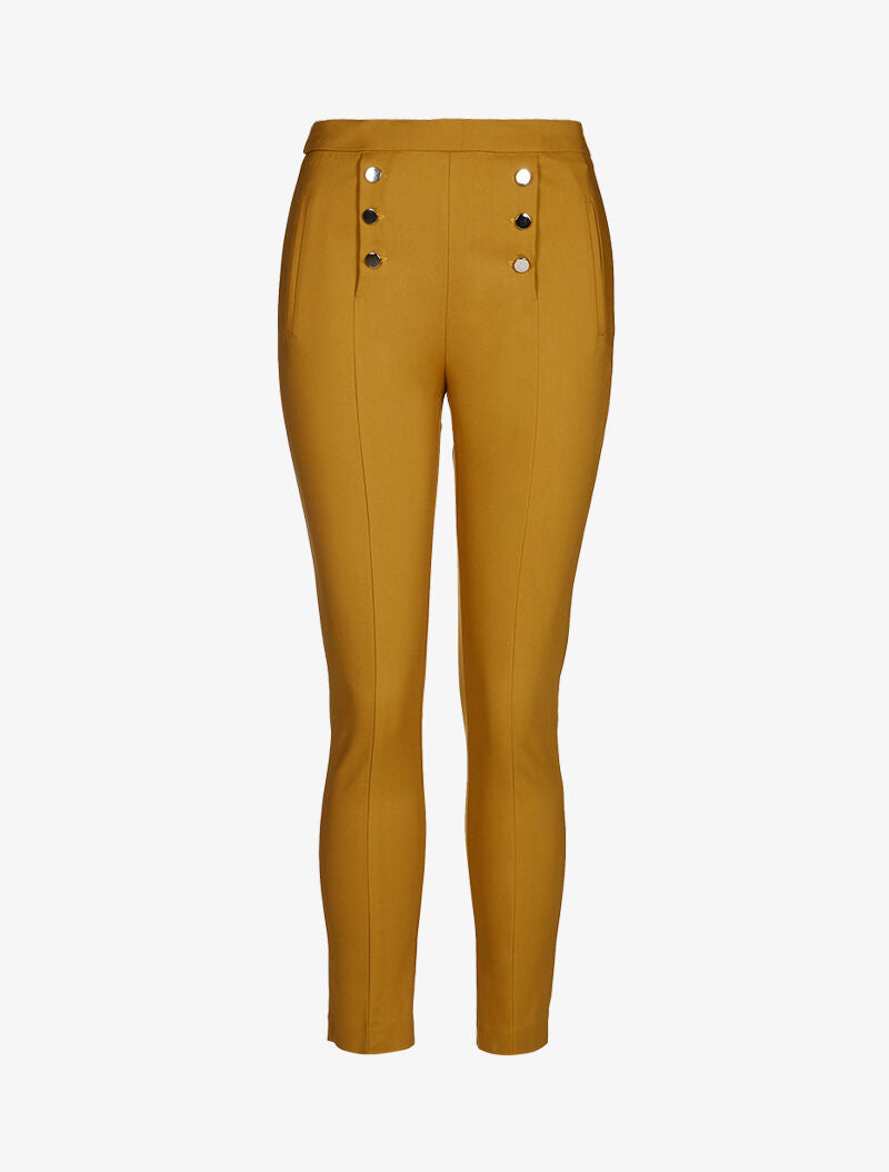 Pantalon chino à boutonnière - moutarde - 3