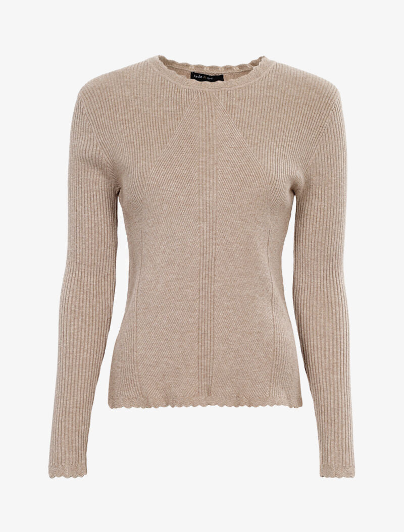 Pull à jeu de côtelage - taupe - 3