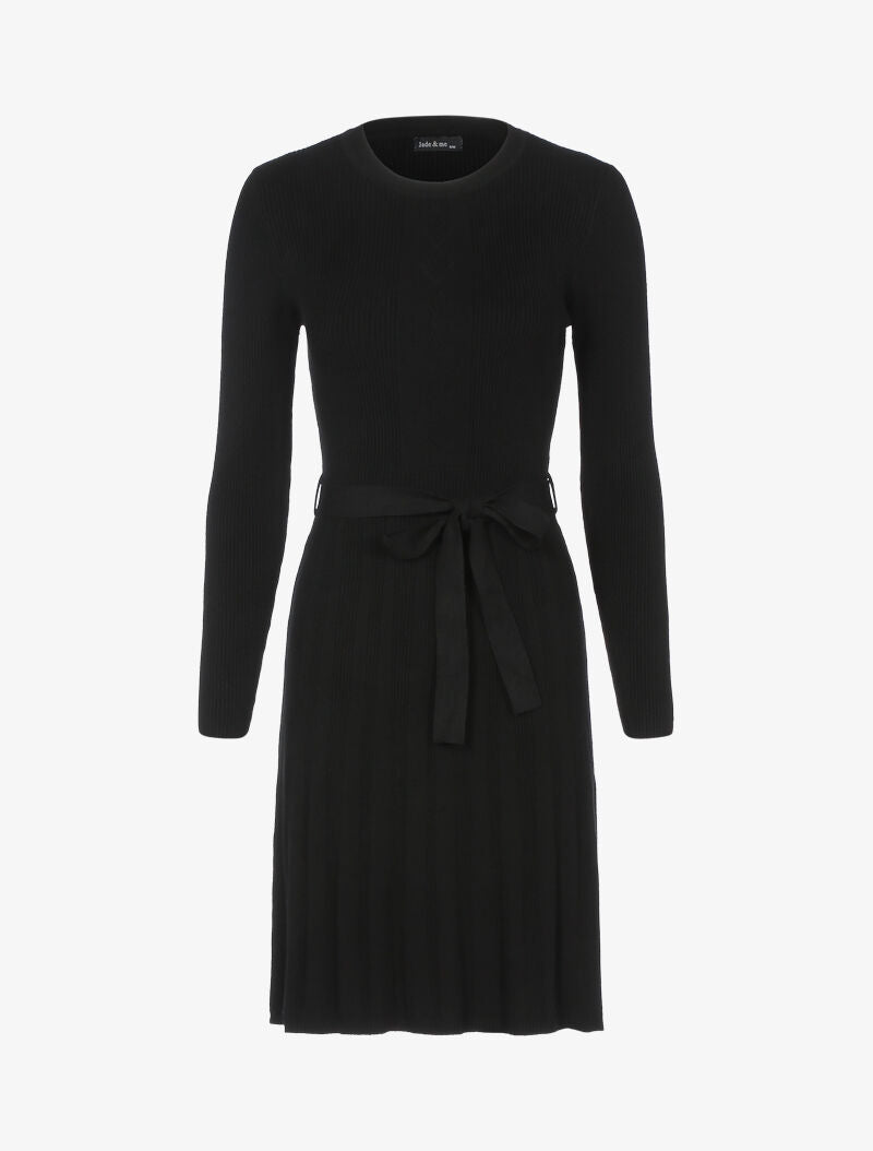 Robe pull en maille coupe patineuse - noir - 2