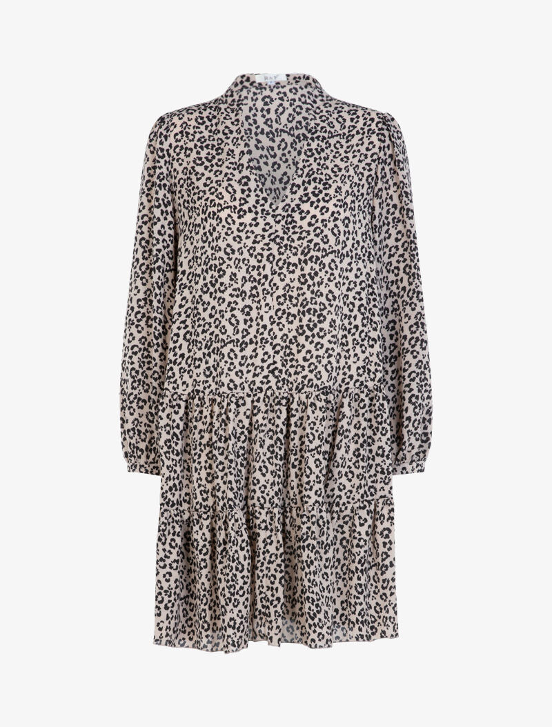 Robe trapèze à imprimé léopard graphique - beige - 3
