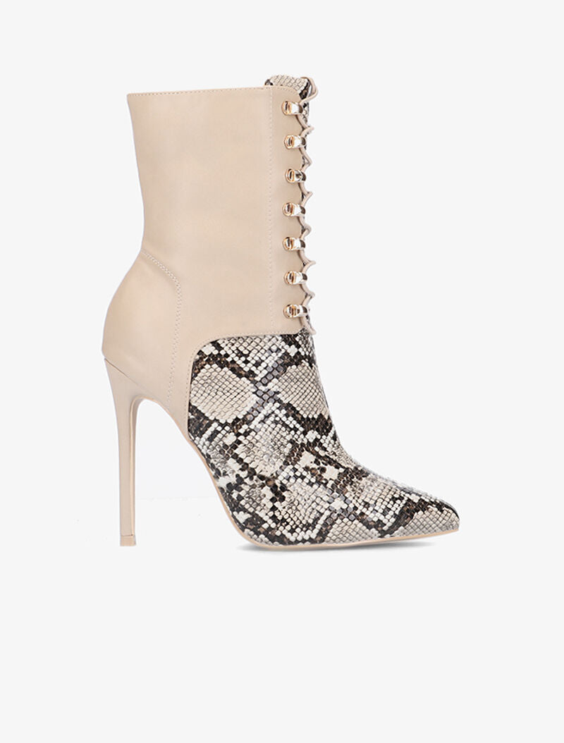 Bottines hautes à claque imprimé - beige - 2