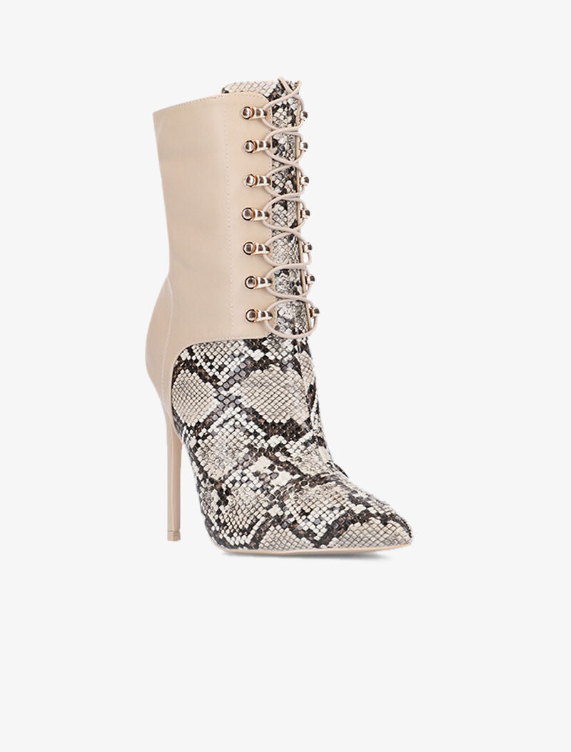 Bottines hautes à claque imprimé - beige - 3