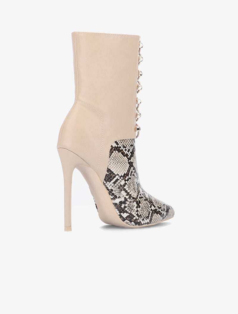 Bottines hautes à claque imprimé - beige - 5