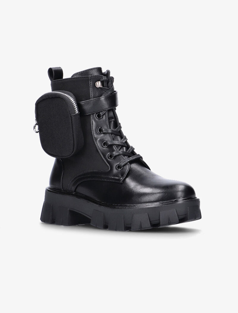 Boots bimatière à pochette - noir - 4
