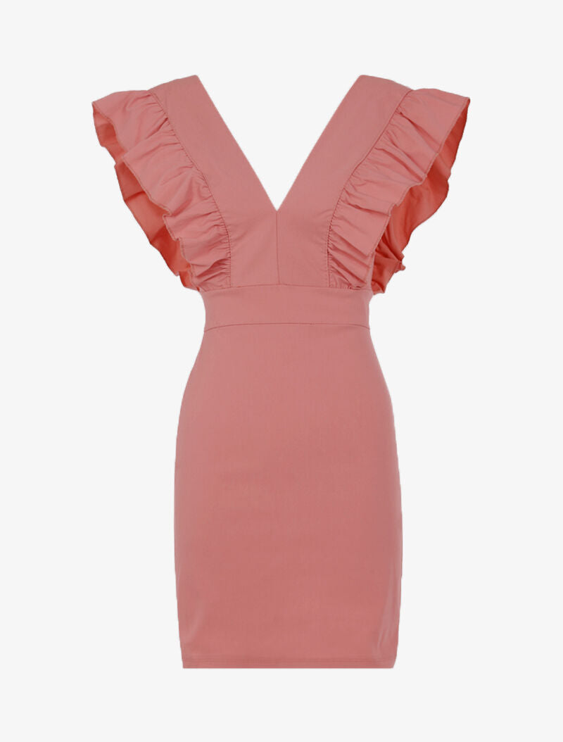 Robe à emmanchures volantées - rose - 1