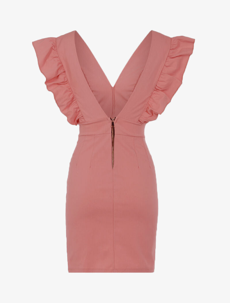 Robe à emmanchures volantées - rose - 2