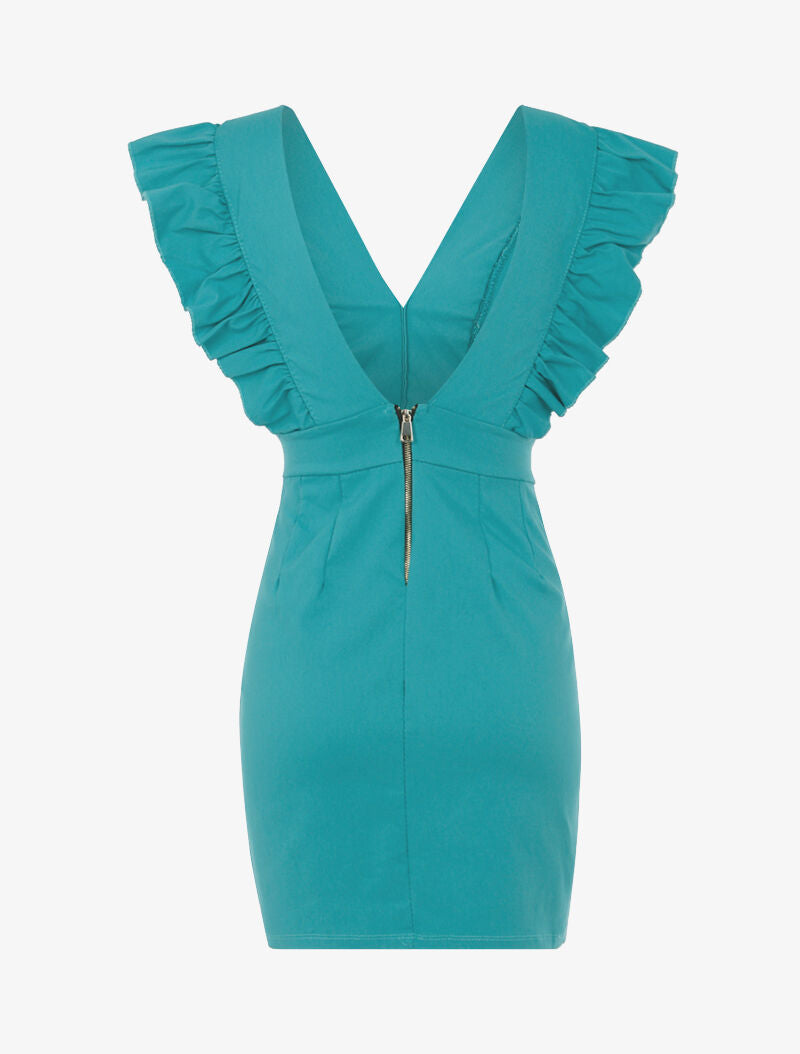 Robe à emmanchures volantées - turquoise - 2