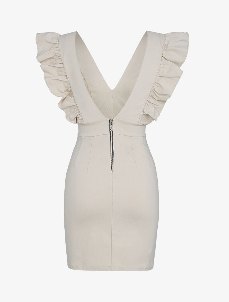 Robe à emmanchures volantées - beige - 2
