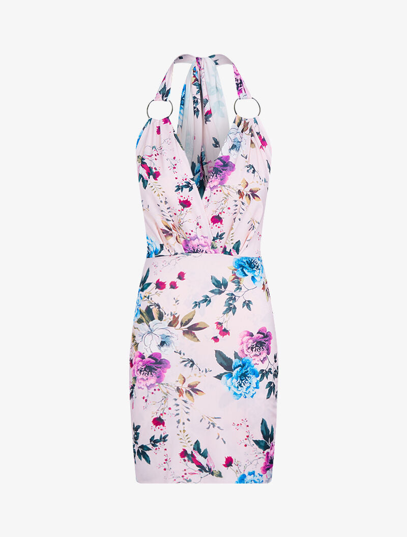 Robe imprimée à bretelles extra longues - rose - 4