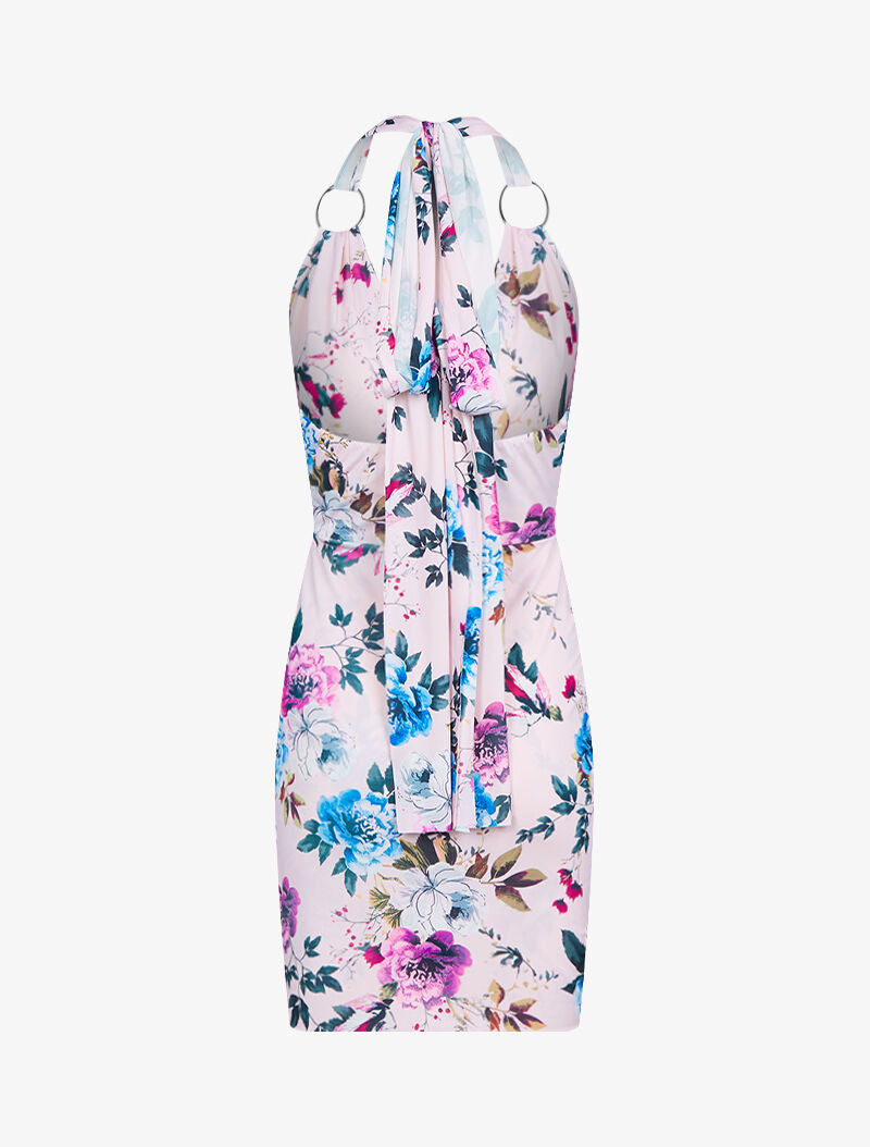 Robe imprimée à bretelles extra longues - rose - 2