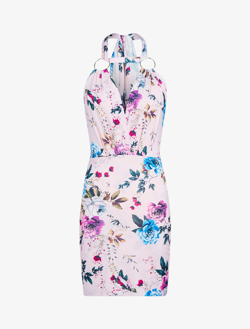 Robe imprimée à bretelles extra longues - rose - 3