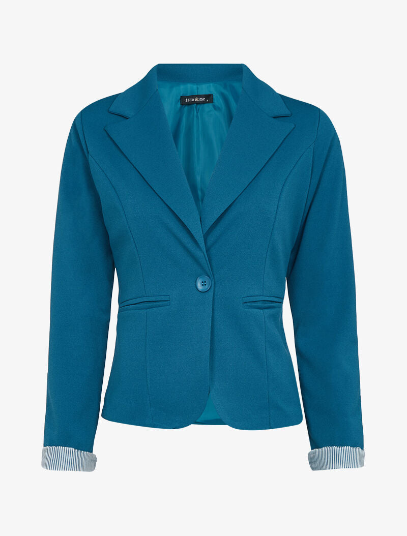 Blazer à détails rayures - bleu pétrole - 1