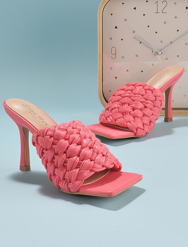 Mules à ganses larges tressées - fushia - 5