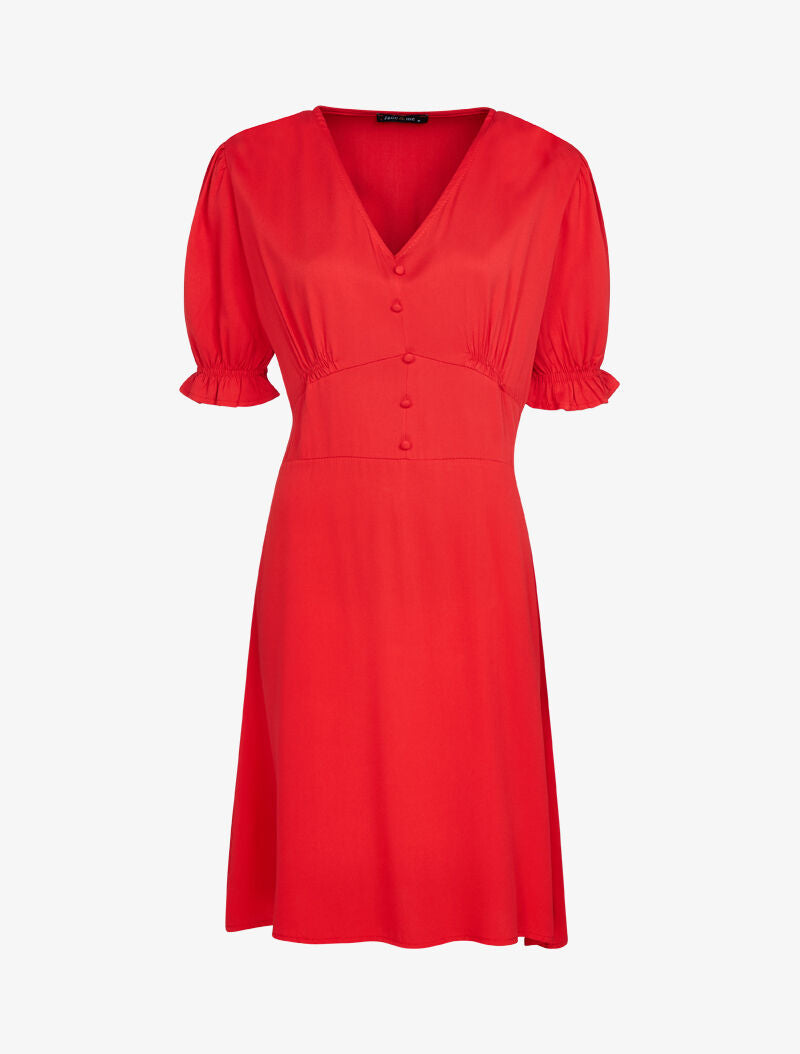 Robe patineuse à boutons décoratifs - rouge - 2