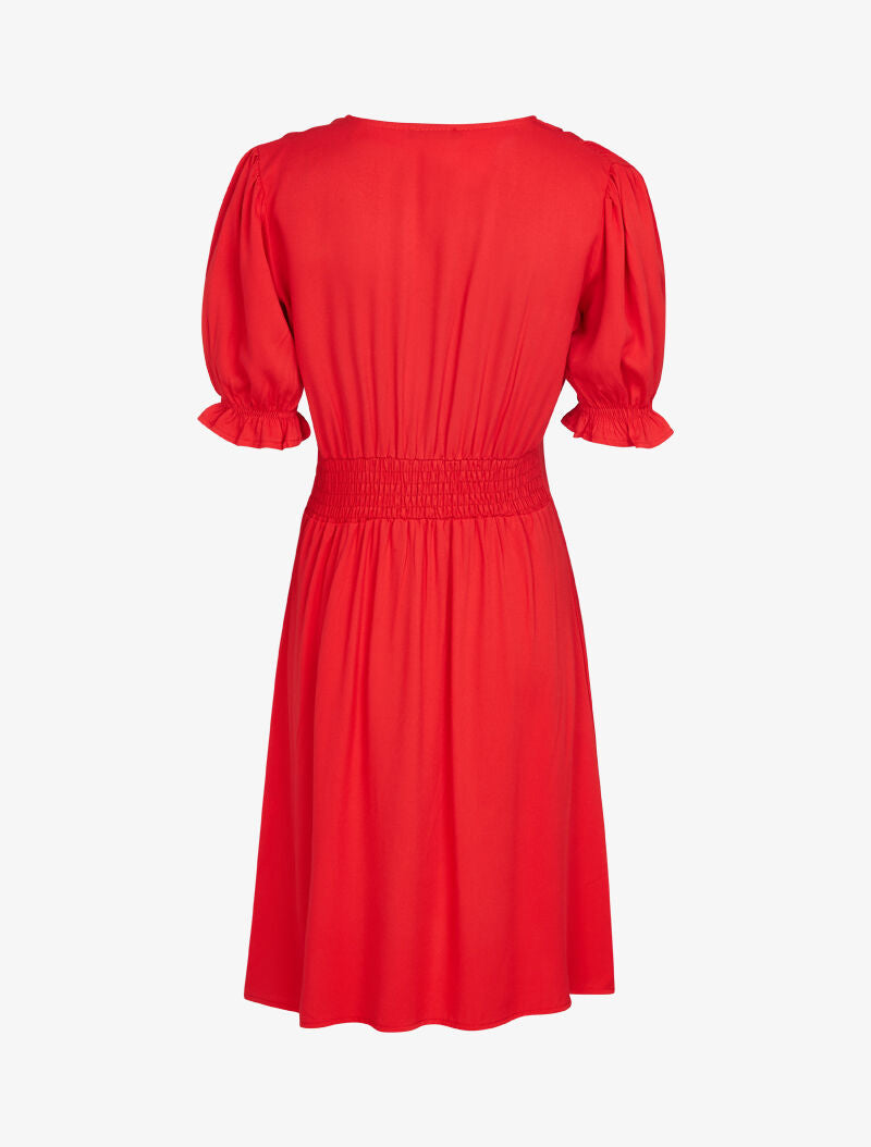 Robe patineuse à boutons décoratifs - rouge - 3