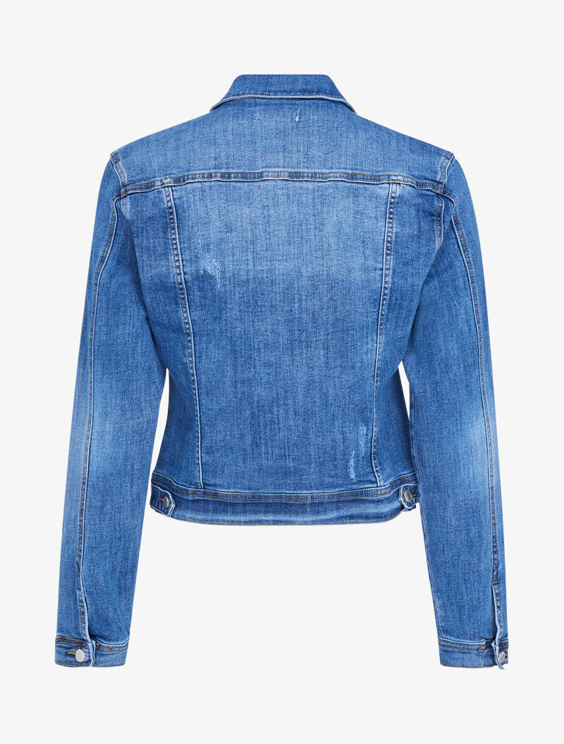 Vestes en jean délavée à détails griffés - bleu denim - 2