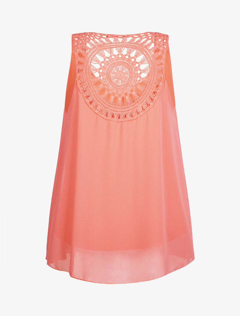 Top trapèze en voile et crochet - rose - 2