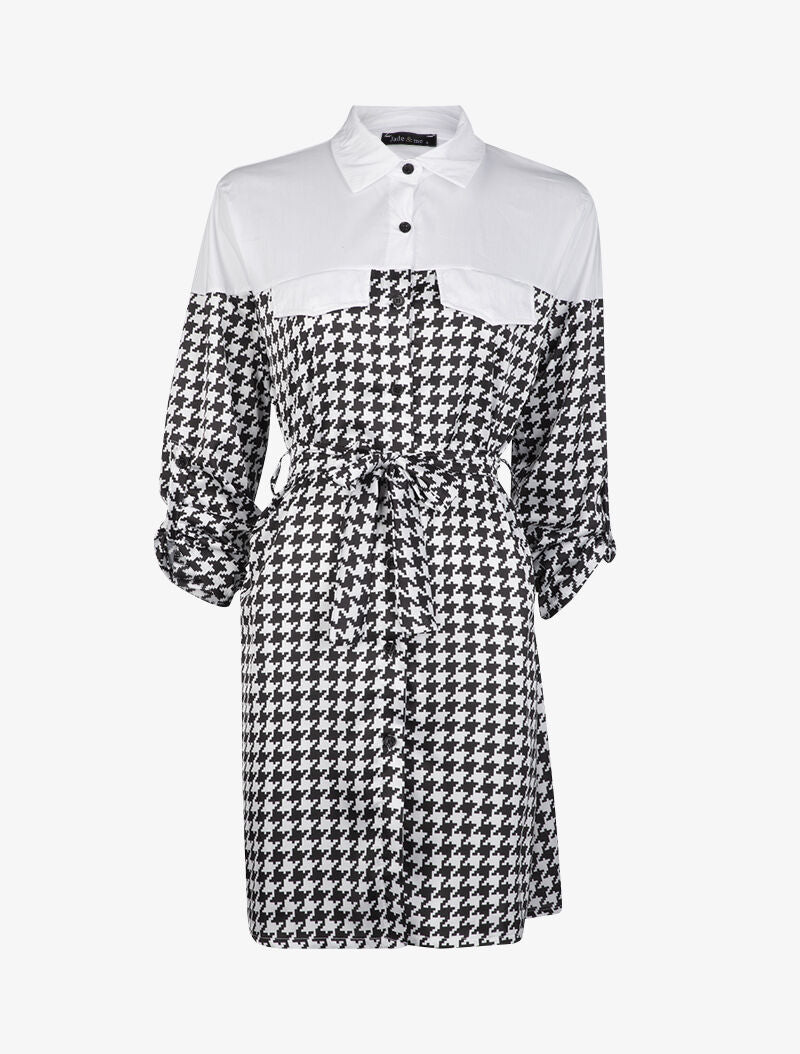Robe chemise satinée à imprimés - noir - 2