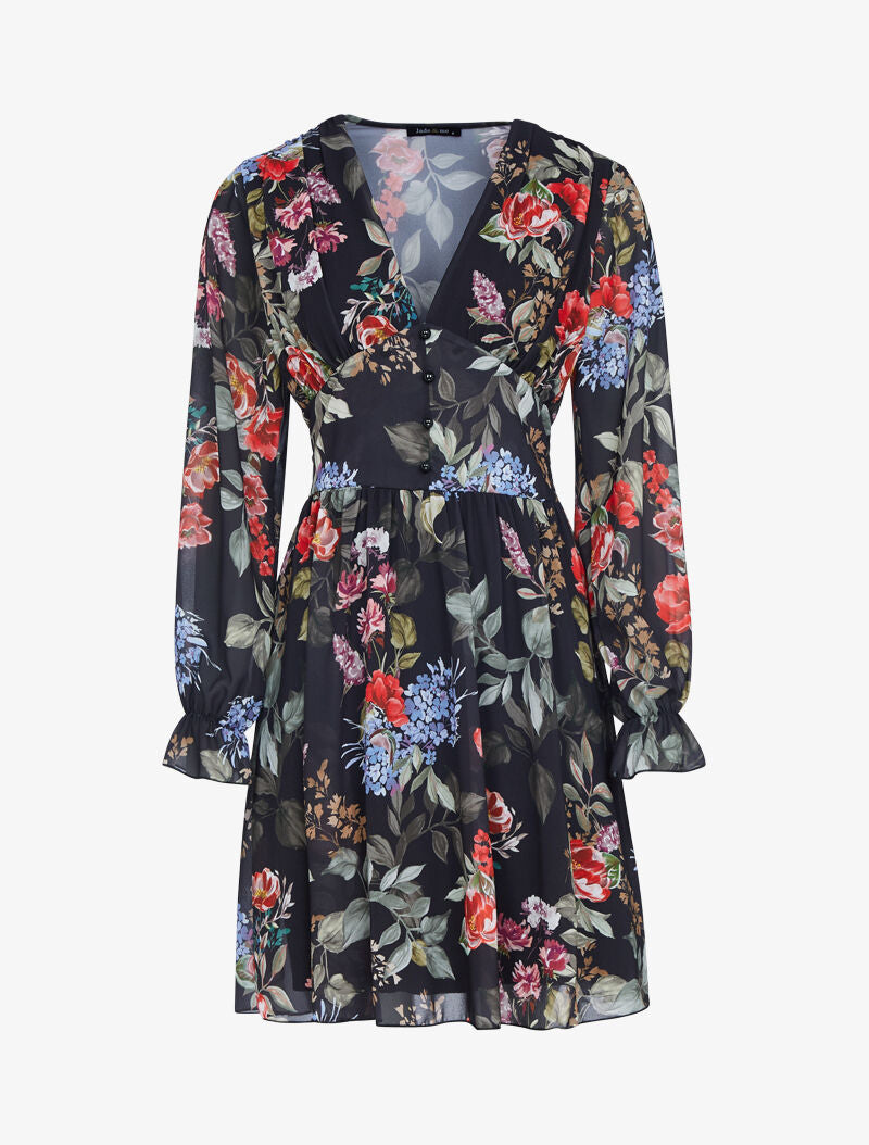 Robe patineuse à imprimé floral - noir - 3