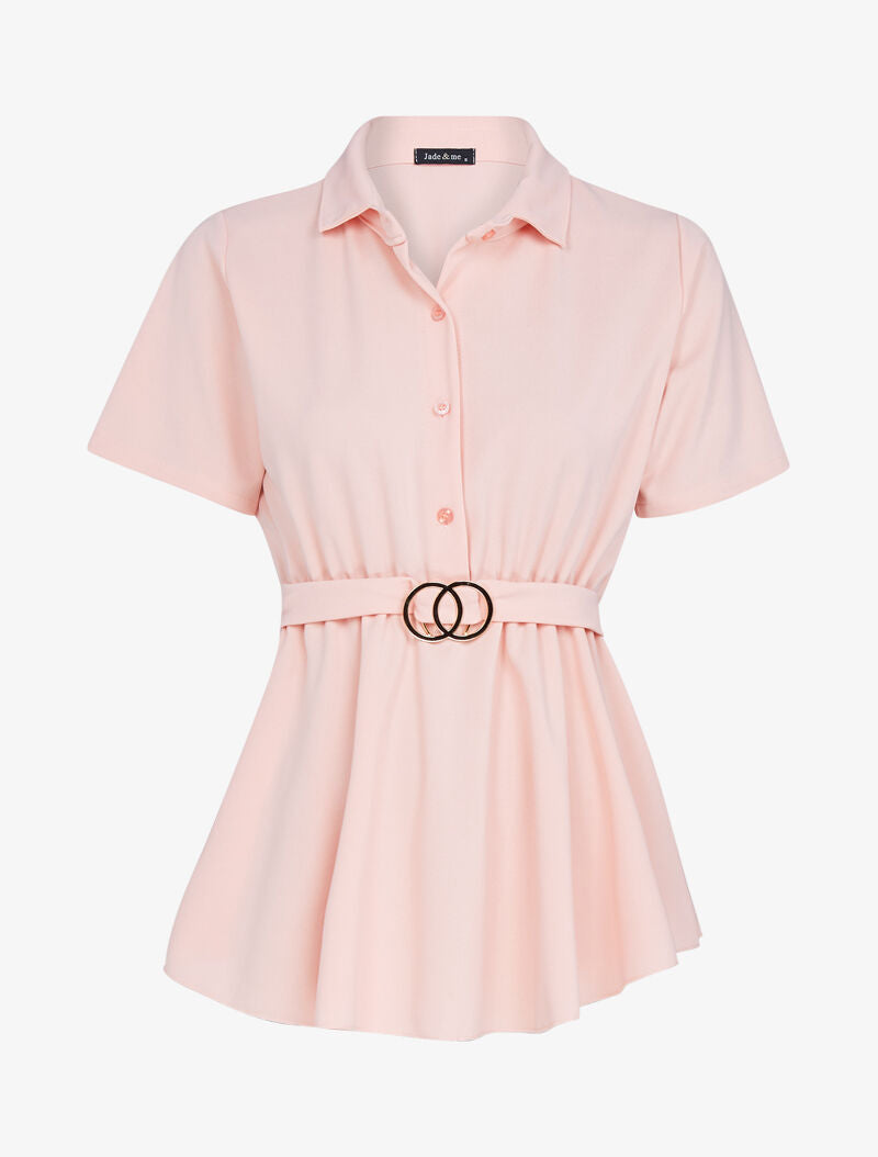 Top péplum à boucle - rose - 3
