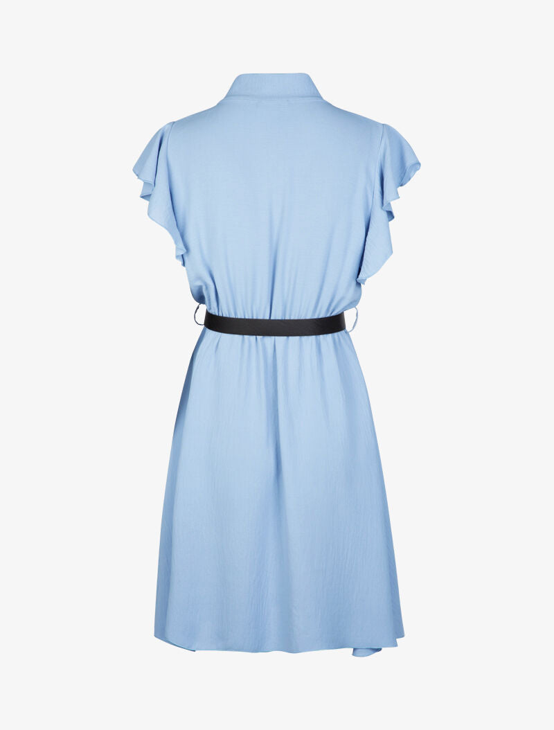 Robe patineuse à mancherons volantés - bleu ciel - 2