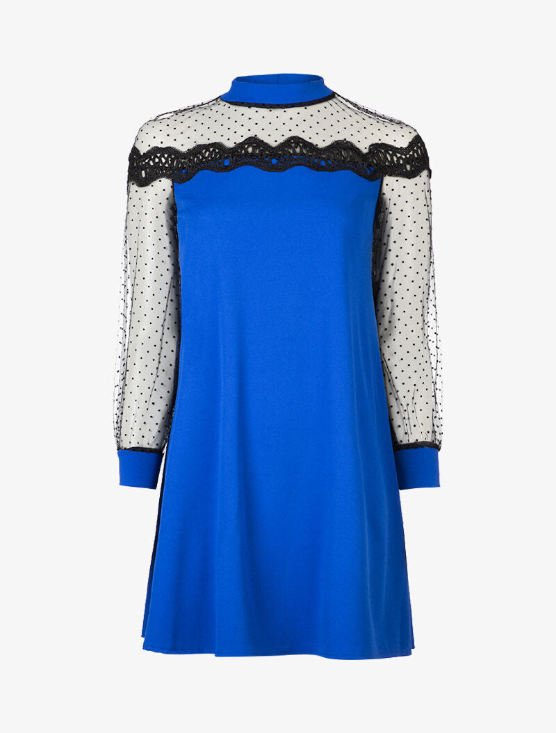 Robe à haut de buste en tulle - bleu roi - 1