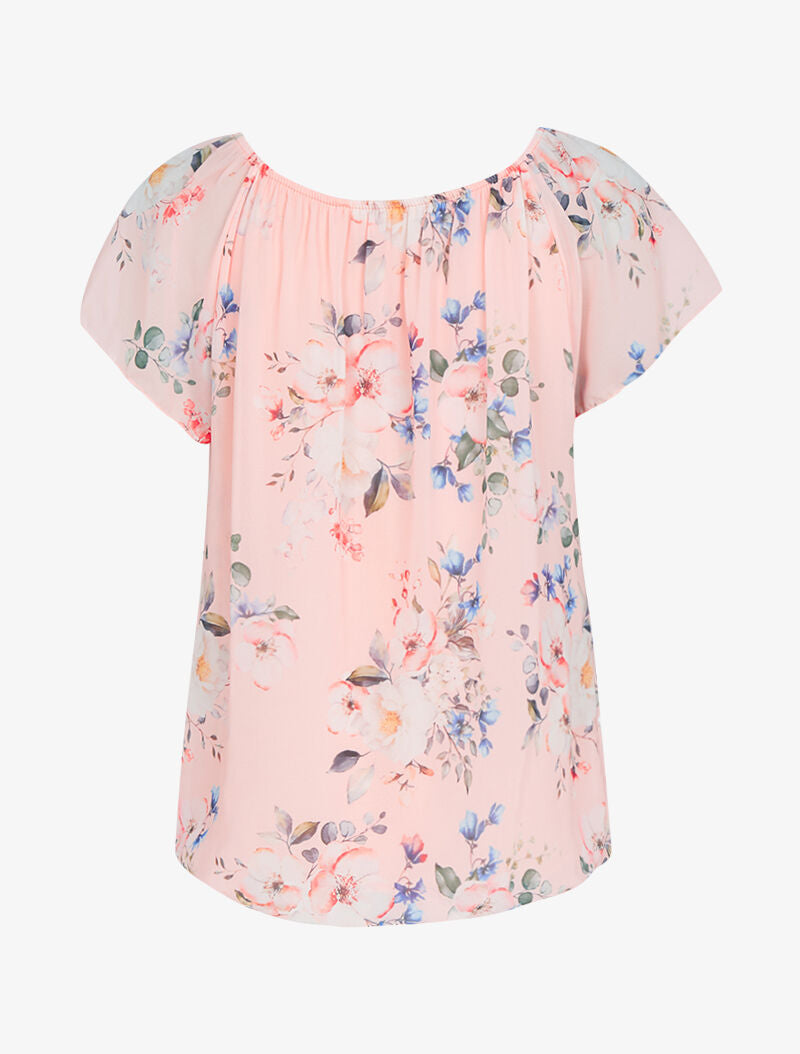 Top fleuri coupe boule - rose - 2