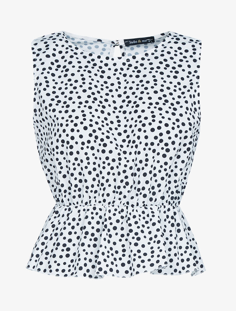 Crop top volanté à imprimés - blanc - 1