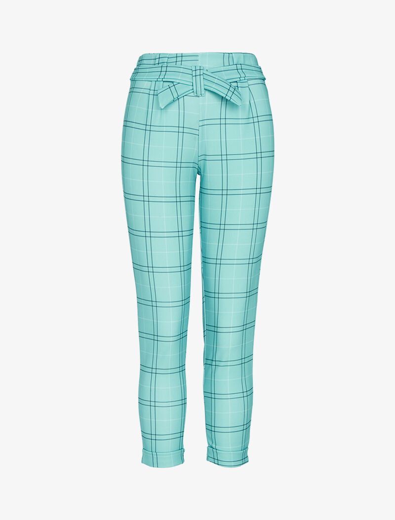 Pantalon 7/8 à imprimé tartan - turquoise