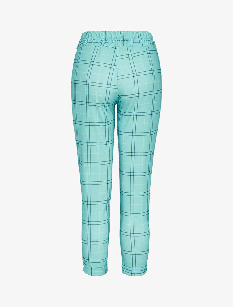 Pantalon 7/8 à imprimé tartan - turquoise