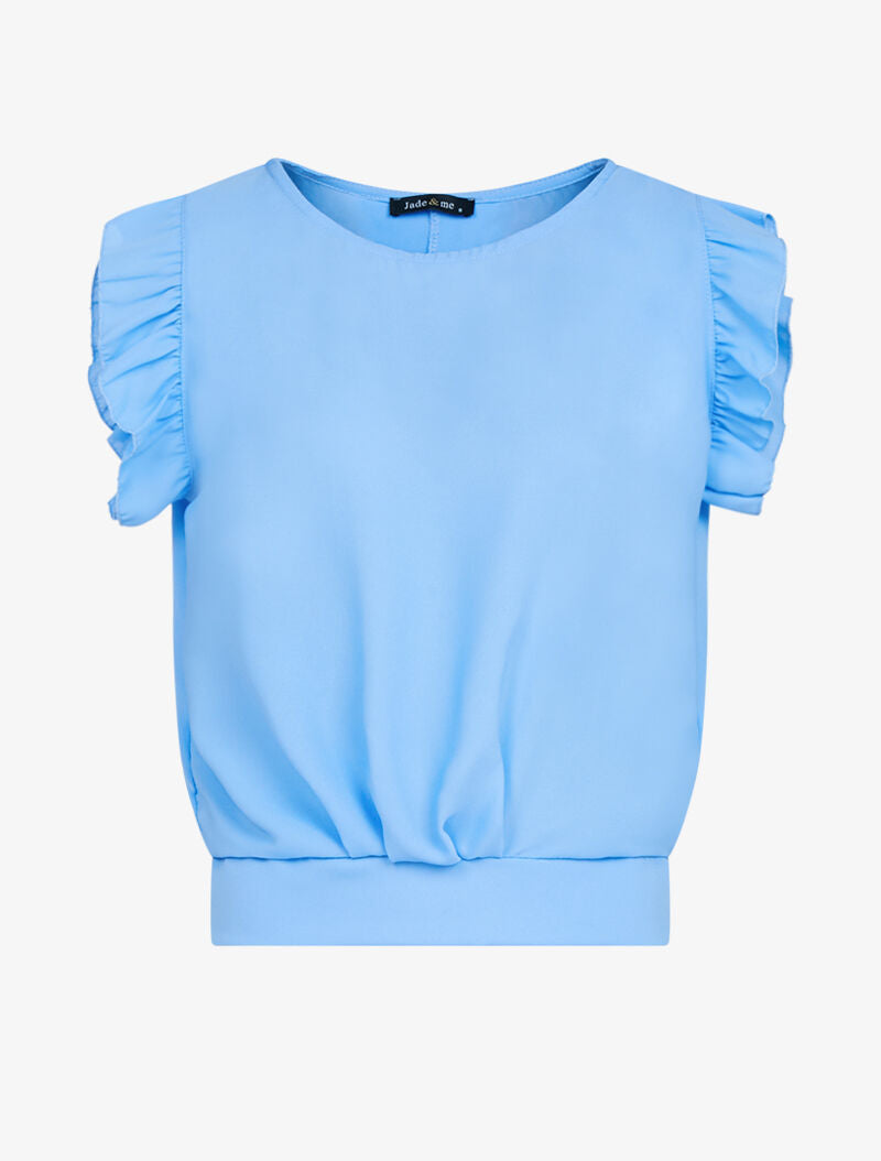 Crop top transparent à dos ajouré - bleu ciel - 1