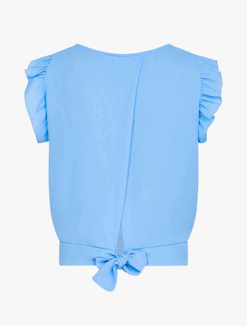 Crop top transparent à dos ajouré - bleu ciel - 2