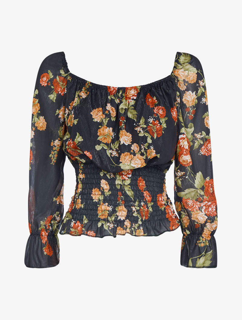 Crop top irisé à imprimé floral - noir - 3