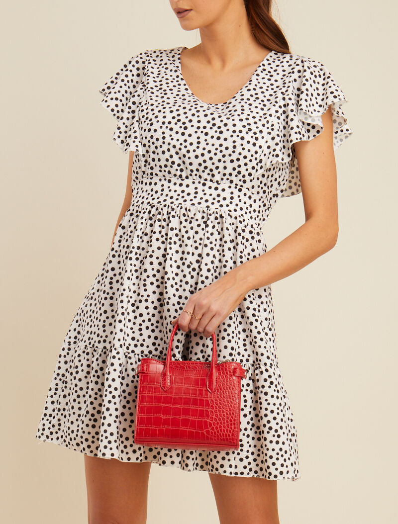 Robe volantée à imprimés - blanc - 1